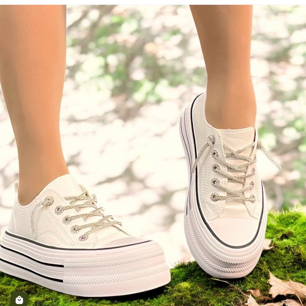 Women's White Platform Sneakers